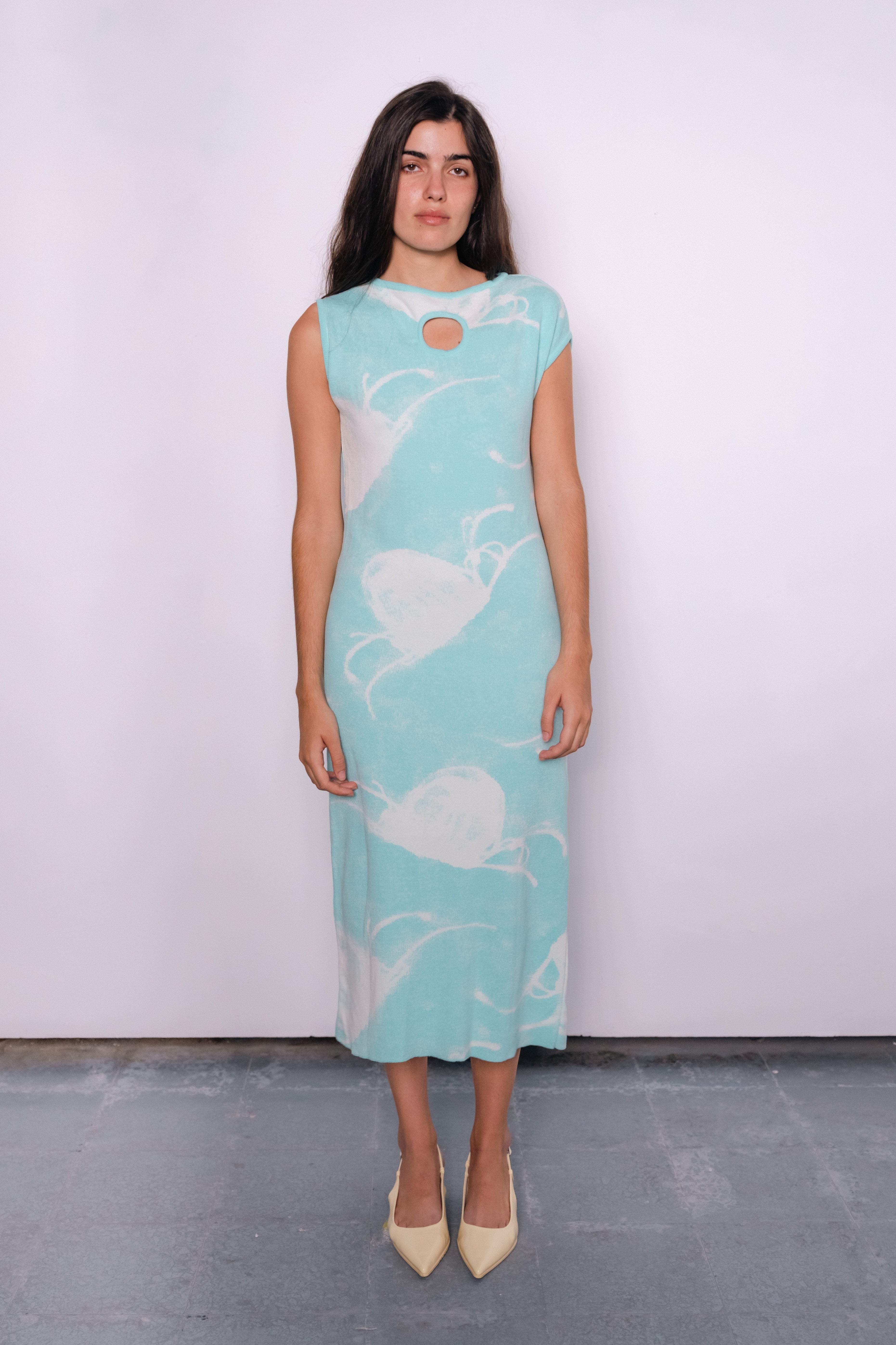 Medusa Cotton Dress in Blue