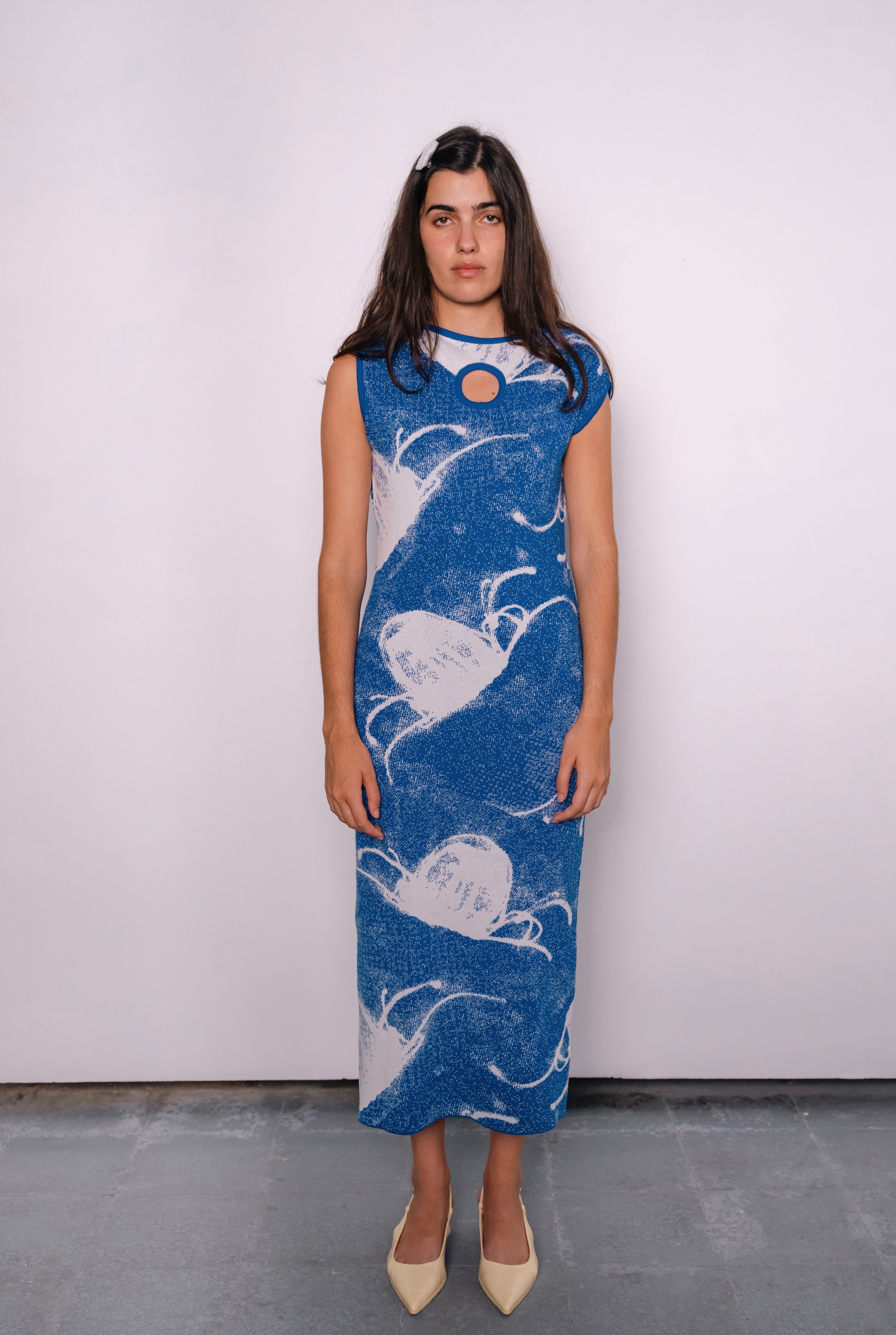 Medusa Cotton Dress in Navy