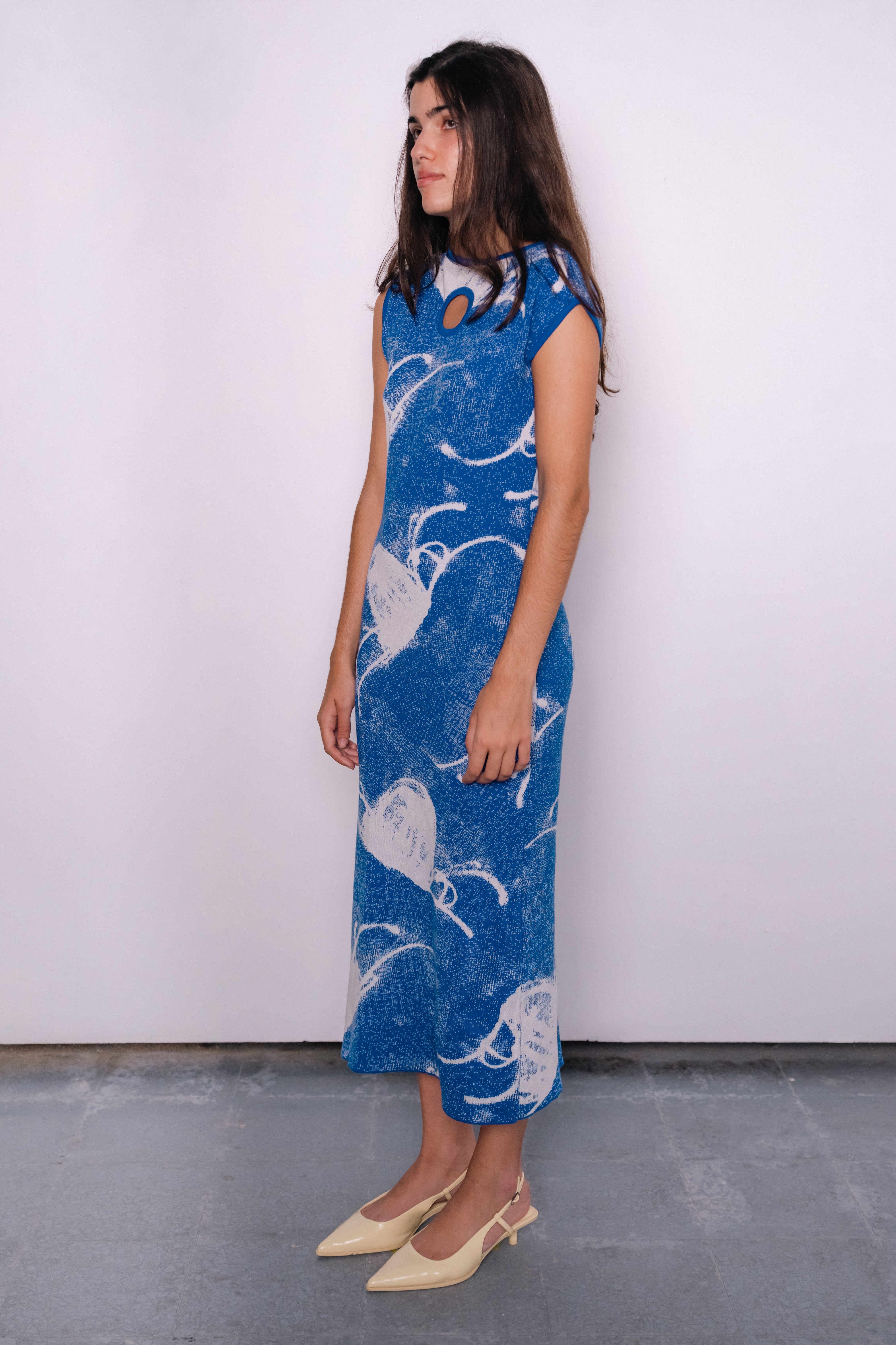 Medusa Cotton Dress in Navy