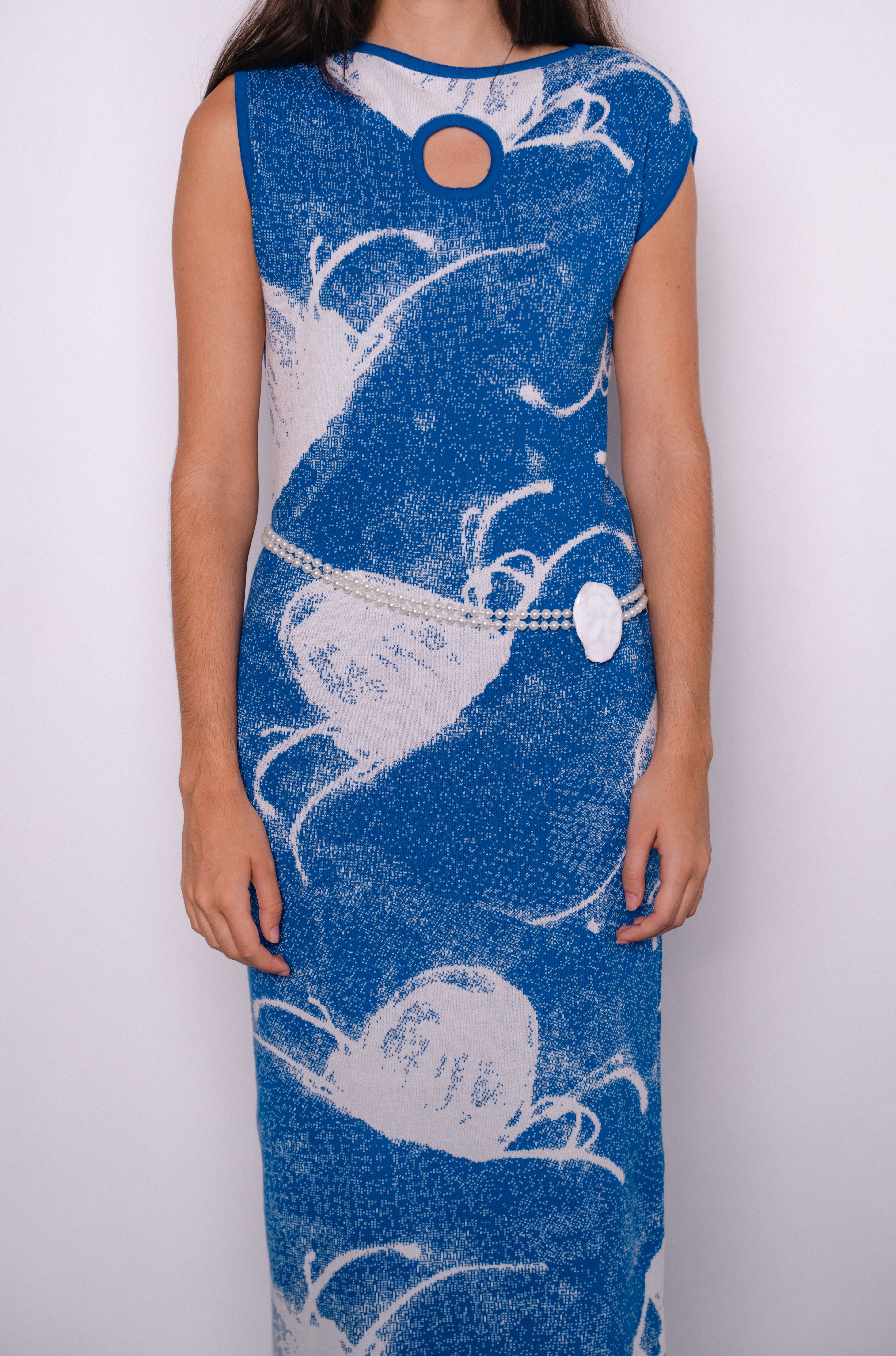 Medusa Cotton Dress in Navy