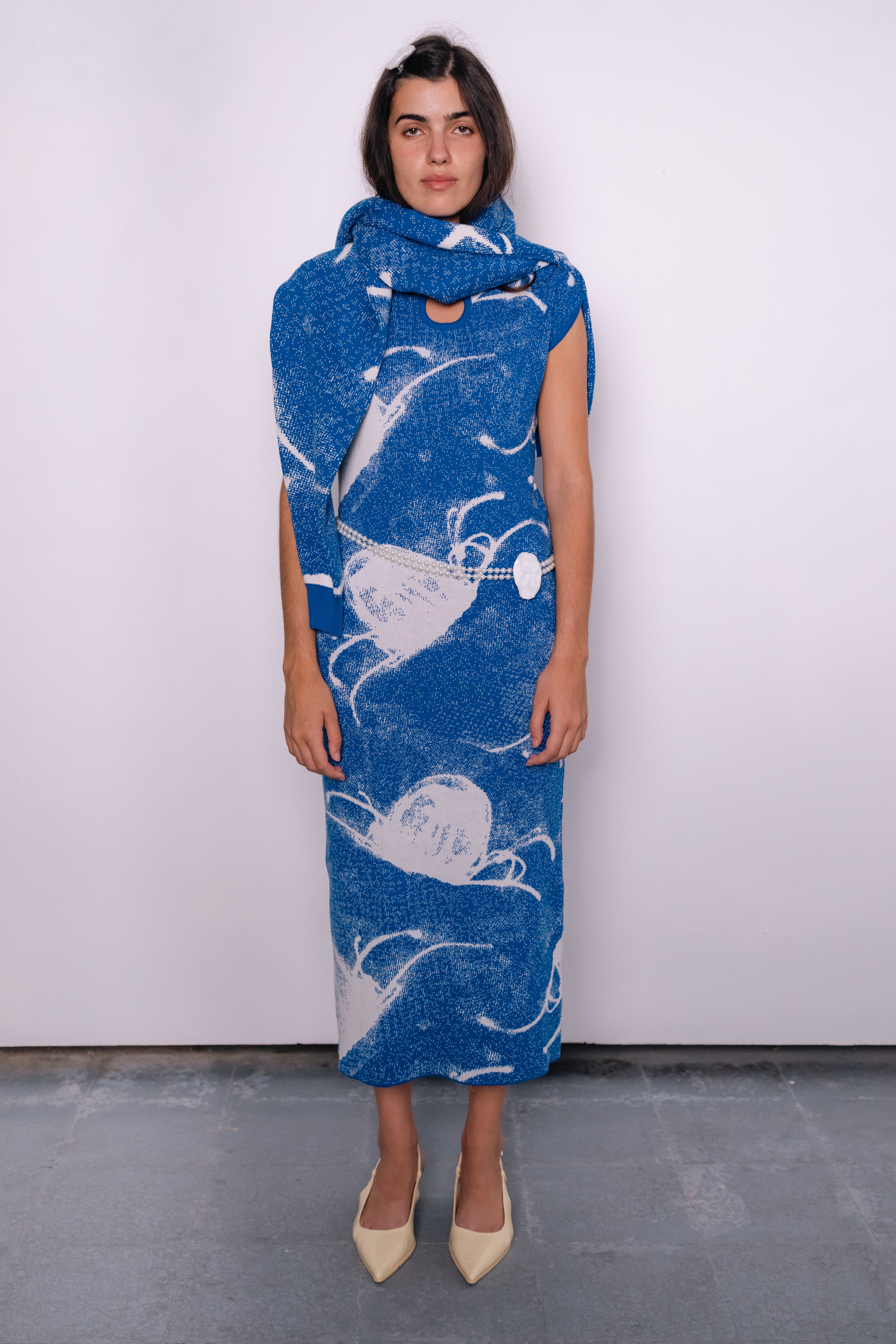 Medusa Cotton Dress in Navy