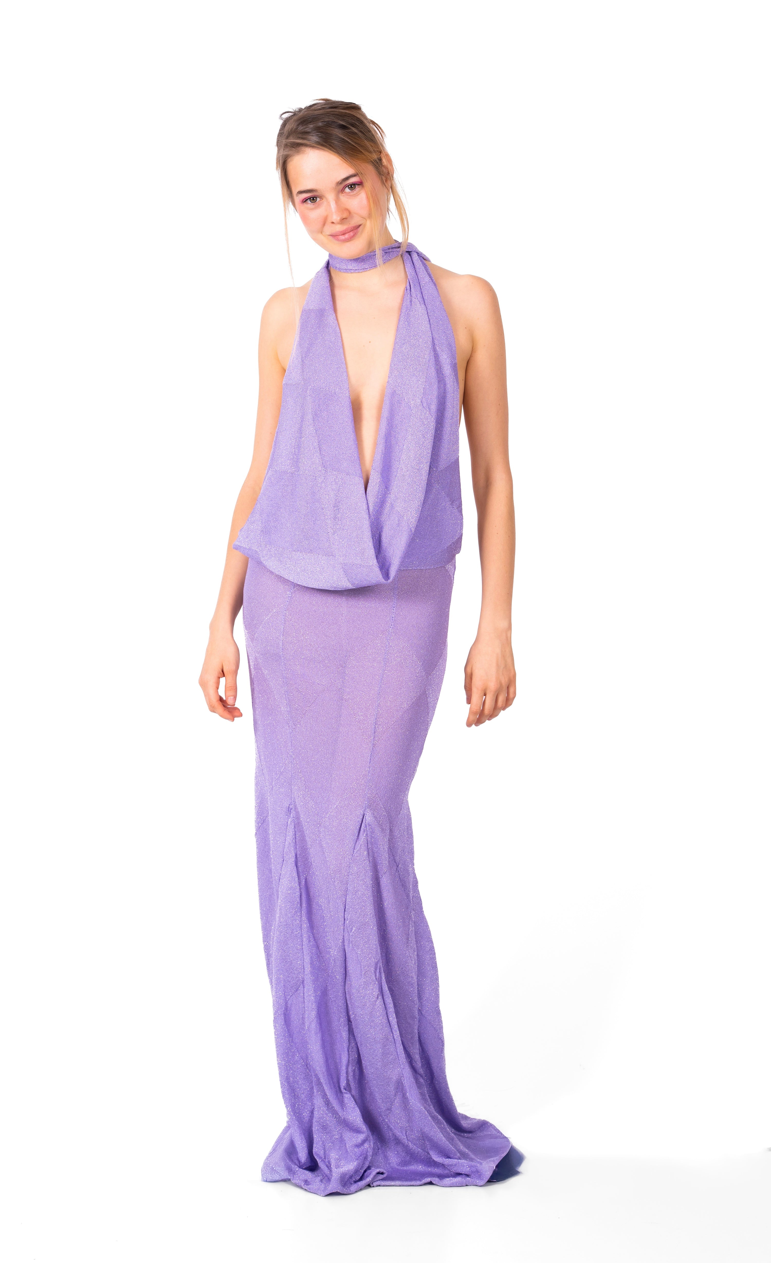 Knit Diamond Party Dress in Lilac