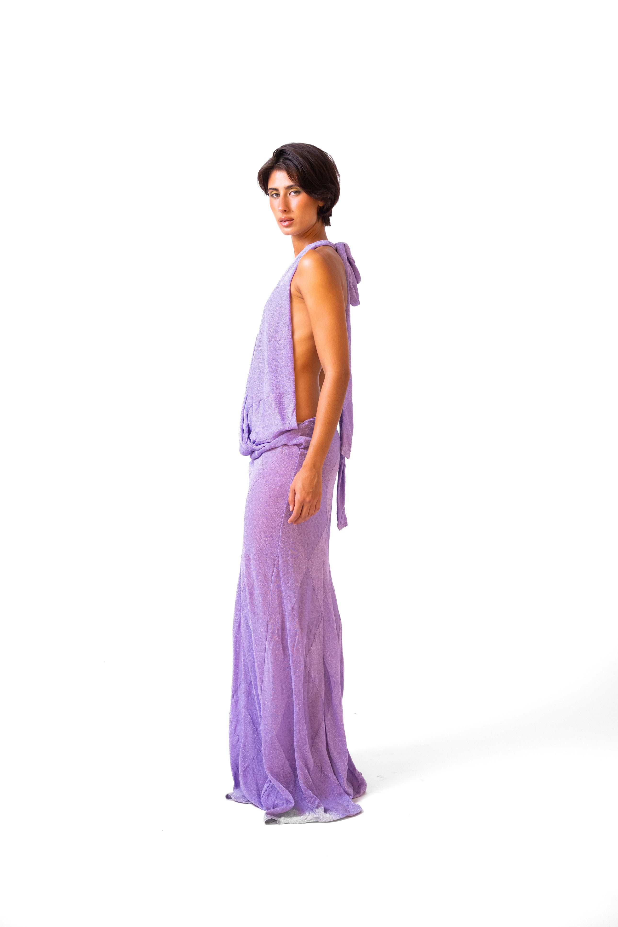 Knit Diamond Party Dress in Lilac