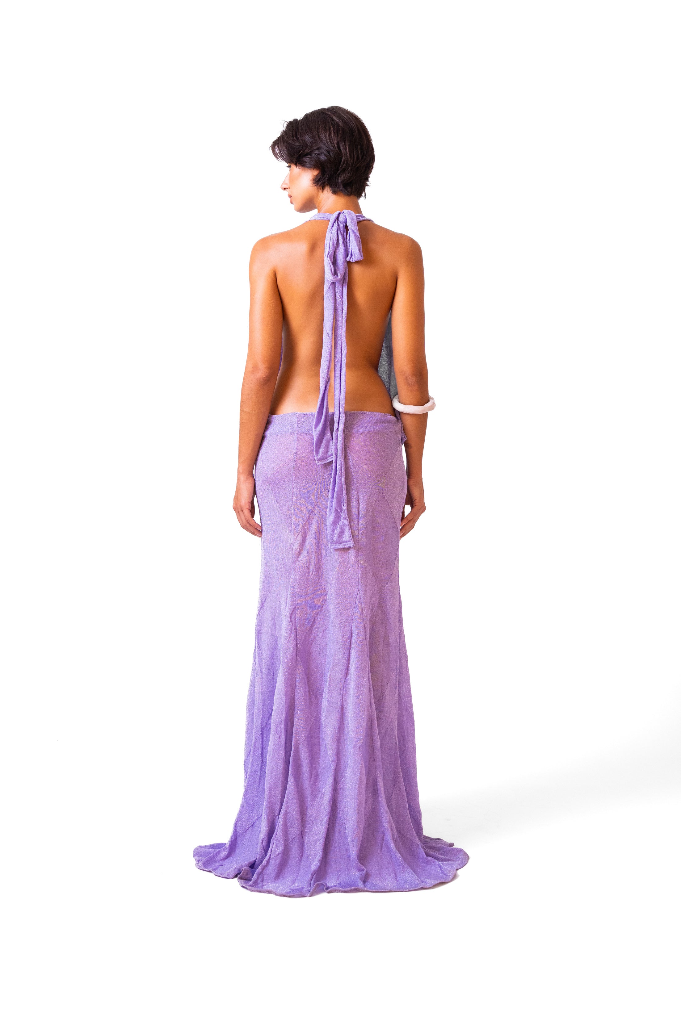 Knit Diamond Party Dress in Lilac